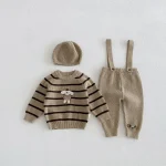 [66-90cm]2点セット 犬柄 サロペット & トップス セットアップ