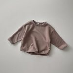 [66-120cm]スウェット 無地 クルーネック ルーズ 着心地良い トップス - Image 2