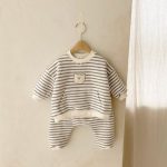 [73-100cm]セットアップ クマ柄 刺繍入り スウェット 定番 二点セット - Image 3