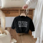 [80-130cm] 英字 プリントプルオーバー トレーナー - Image 10