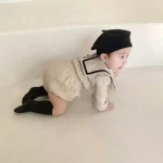 [66-90cm] セーラー風 スクエア襟 セットアップ - Image 2