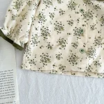 [66-100cm] フリル襟 小花柄 トップス&サロペット ロンパース - Image 13