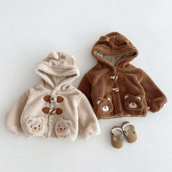 [73-120cm] 熊柄 ボア アウター