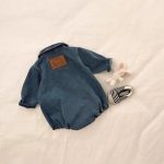 [66-90cm]デニムロンパース カジュアル 定番 折り襟 ベビー服 - Image 4