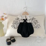 [66-100cm] レース襟 トップス & サロペット ロンパース 2点セット - Image 10