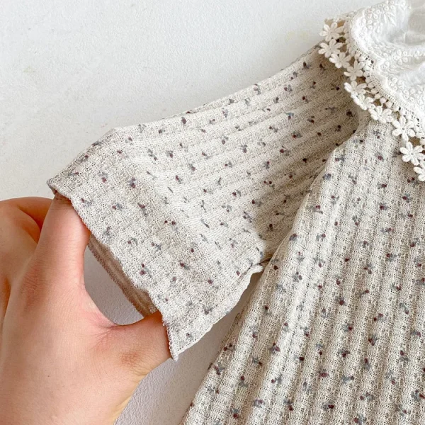 [66-100cm] レース襟 小花柄 オールインワン