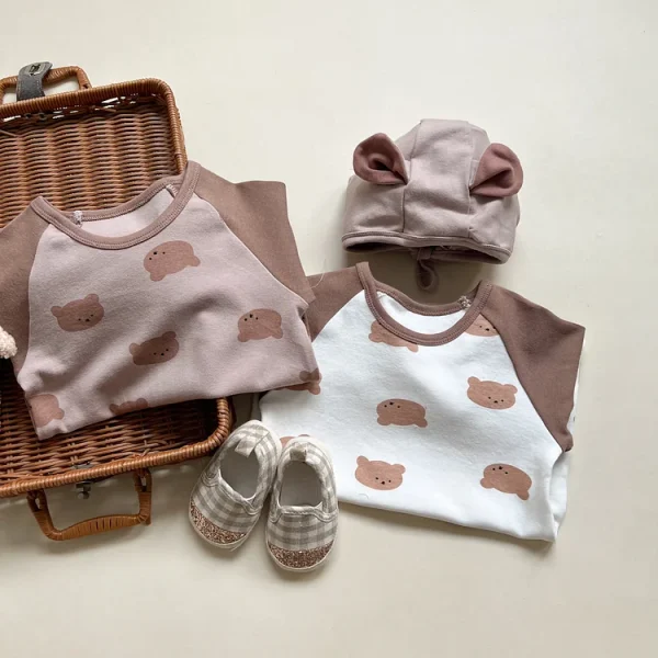 [66-90cm]熊プリント オールインワン