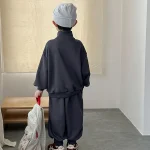 [80-130cm] 英字 ハーフジッパー セットアップ - Image 4