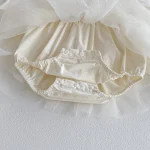 [66-90cm] 肩フリル レース ロンパース - Image 4