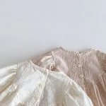 [66-90cm] 花柄 刺しゅう ロンパース - Image 10